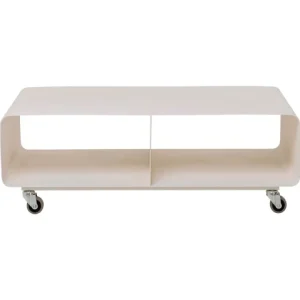 Mueble TV Metalico con Ruedas, Aparador Minimalista para Televisor, Color Crema, 90 42 30