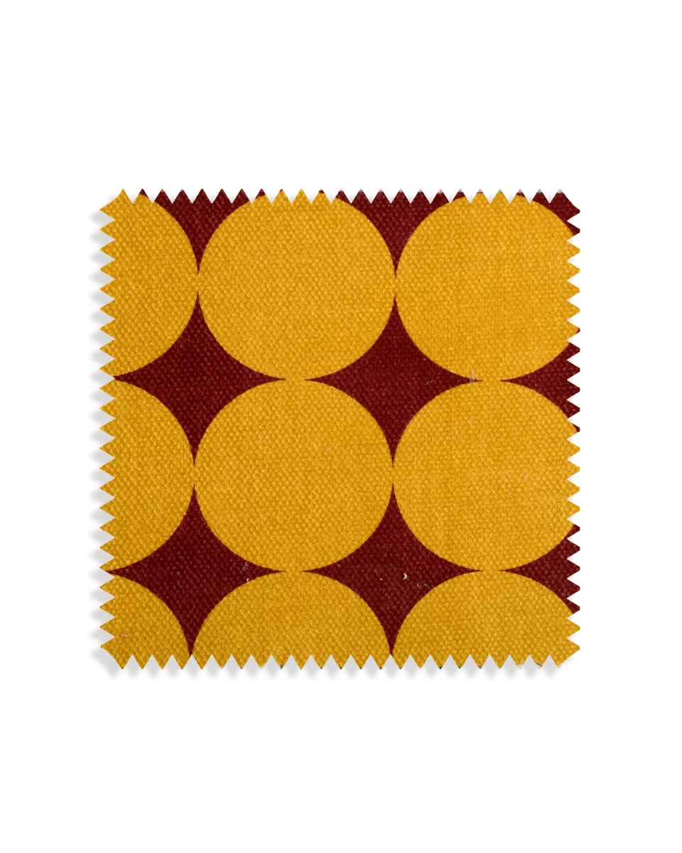 Tela Tapiceria Living Easy Clean Dots Saffron Wine - Imagen 2