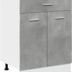 Armario Bajo Multifuncional en Gris Concreto para Bano o Cocina, 60 x 46 x 81.5