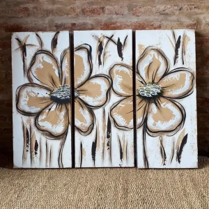 Cuadro Tríptico 70×30 Flores