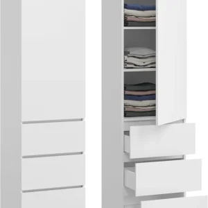 Armario Organizador con 3 Cajones y Compartimentos Cerrados, Mueble Multiusos para Oficina o