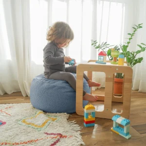 Puf redondo Kids con asa Blue