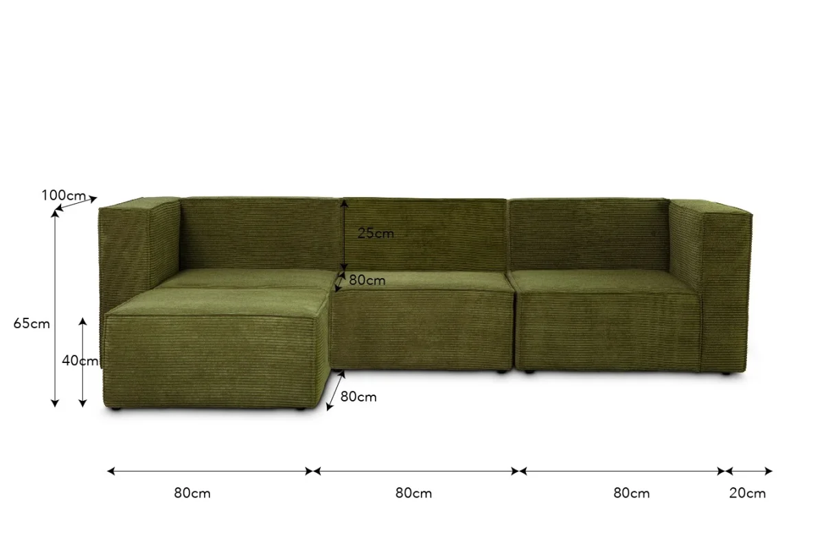 Sofa Harper 3 plazas Chaiselongue Verde - Imagen 8