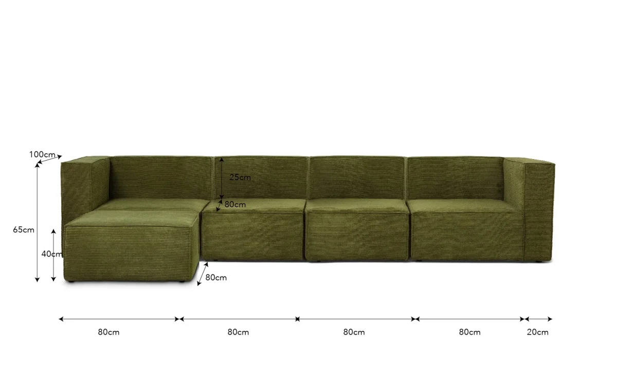 Sofa Harper 4 plazas Chaiselongue Verde - Imagen 6