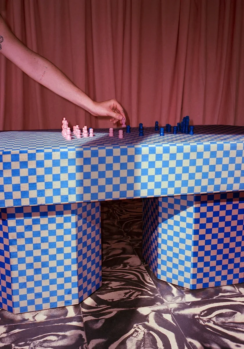 Viva Bench checkerboard pink and Blue - Imagen 9