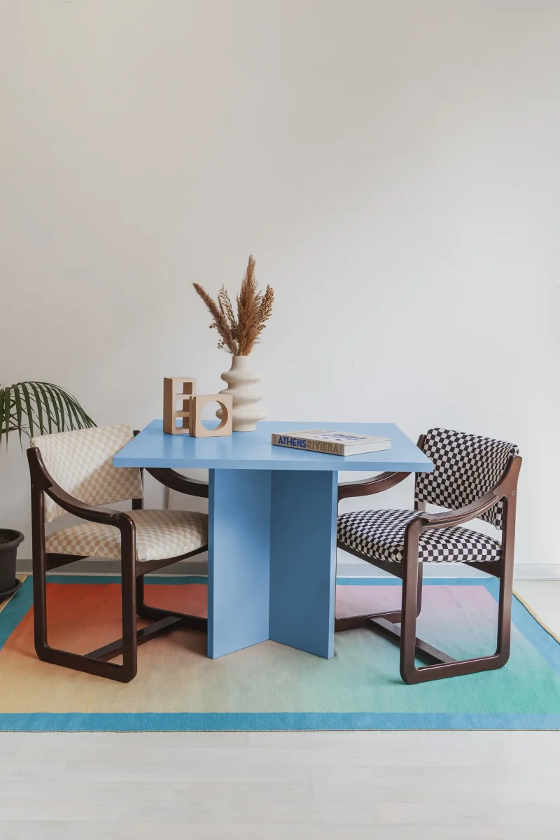 Mesa de comedor cuadrada Matilda Azul claro 100x100 - Imagen 6