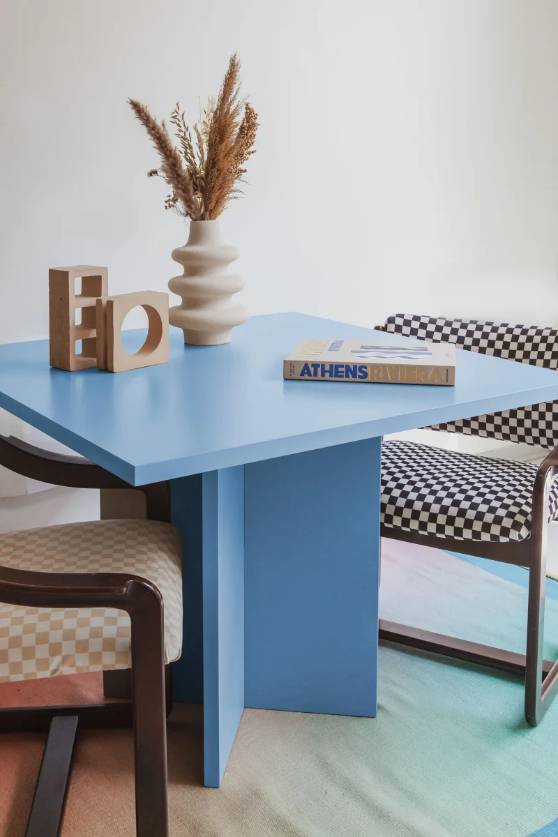 Mesa de comedor cuadrada Matilda Azul claro 100x100 - Imagen 7