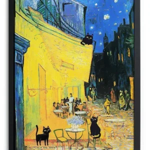Cuadro Moldura Negra 40x30 (Cats Van Gogh)