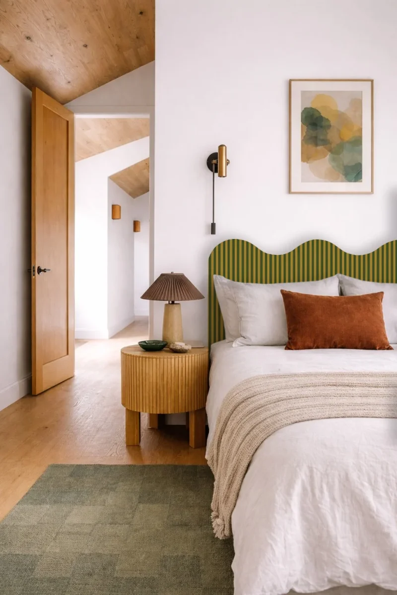 Cabecero Wavy Tapizado Terciopelo Cama 150cm Pine-Wood - Imagen 2
