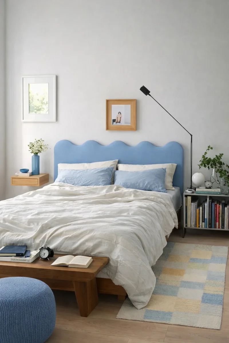Cabecero Wavy Tapizado Terciopelo Cama 150cm Placid Blue - Imagen 3