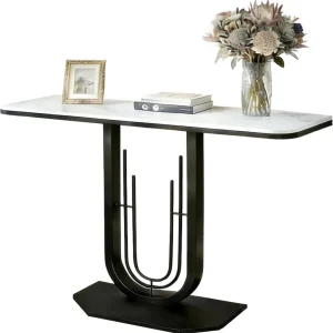 Mesa Consola con Tablero de Marmol, Mueble Moderno para Recibidor, Pasillo o Sala de Estar, 100