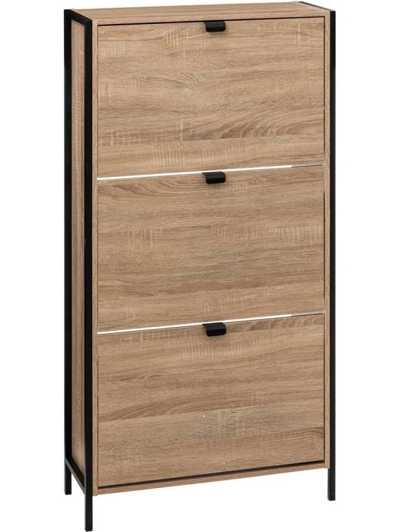 Zapatero de 3 Cajones con Acabado Roble Natural, Mueble Organizador para