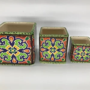 Set x3 Macetas Cuadradas Mandalas