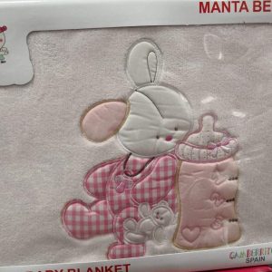 Manta Bebé Coralina Conejito Rosa
