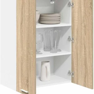 Armario Colgante con Almacenamiento en Roble Sonoma, 60 x 31 x 80 cm, Ideal para