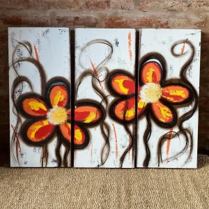 Cuadro Tríptico 70×30 Flores