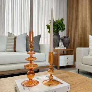 Candelabros de Cristal Ámbar - Set x2