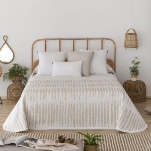 Colcha Piqué Estampada Platon Beige – Textilia