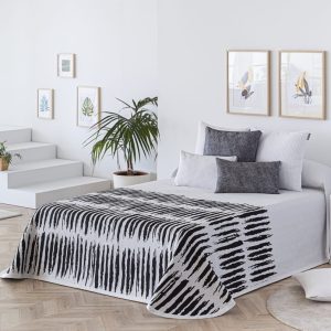 Colcha Piqué Estampada Platon Negra – Textilia