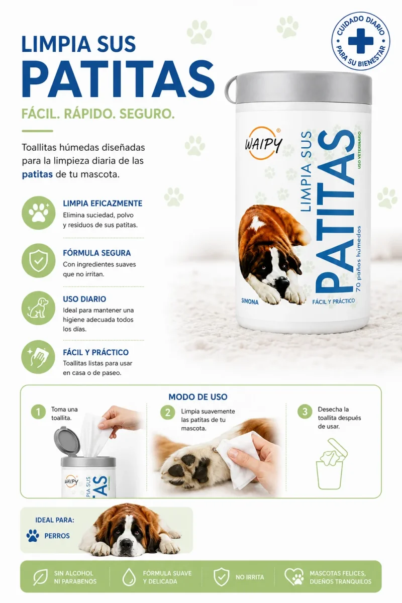Limpia sus patitas 70 paños - Imagen 4