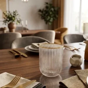 Vaso x6 raya y dorado bajo