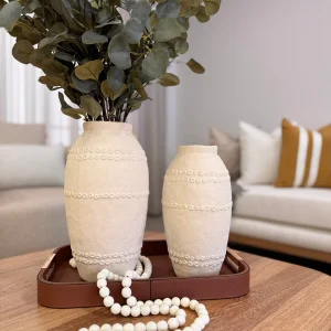 Jarrones Decorativos Rusticos Beige de Marmolina - 2 Tamaños
