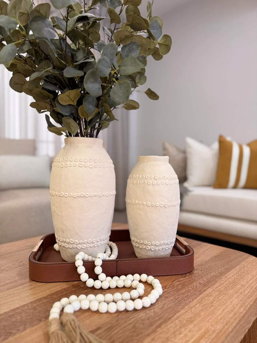 Jarrones Decorativos Rusticos Beige de Marmolina - 2 Tamaños