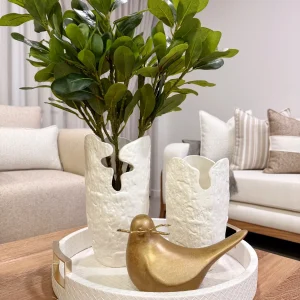 Jarrones Decorativos Blancos de Marmolina - 2 Tamaños