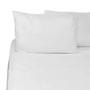 Juego de Sabanas Algodón Blanco Líneas Delgadas Hotelero