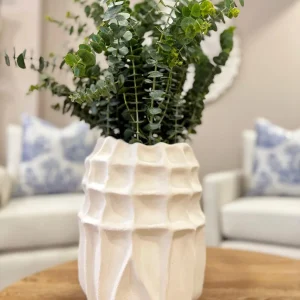 Jarrón Blanco con Textura en Resina | Decoración Moderna