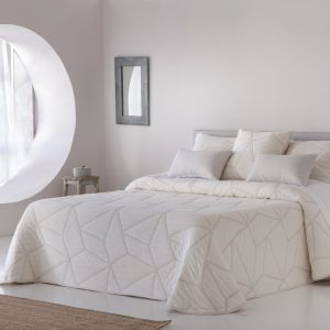 Colcha Piqué Reversible Line Beige JVR