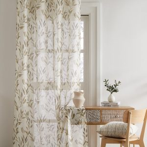 Cortina Visillo Lino Estampado Bambú