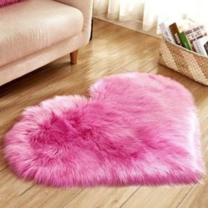 Alfombra Corazón Pelo Largo Fucsia