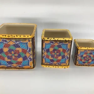Set x3 Macetas Cuadradas Mandalas
