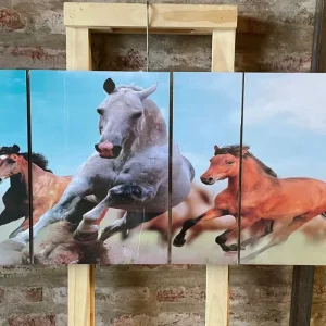 Cuadro tríptico grande caballos