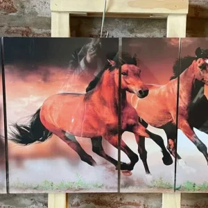 Cuadro tríptico grande caballos