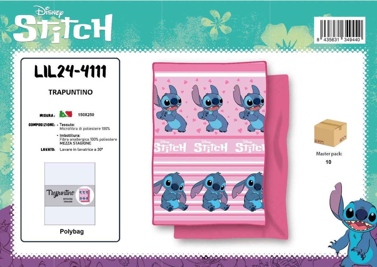 Colcha Copriletto Infantil Stitch Rosa - Imagen 2