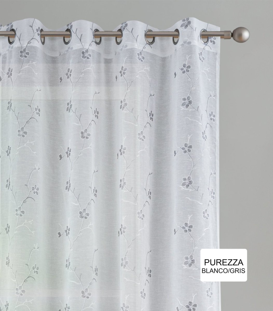 Cortina Visillo Purezza Blanco/Gris - Imagen 3