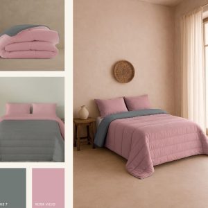 Edredón Nórdico Bicolor Naturals Rosa-Gris