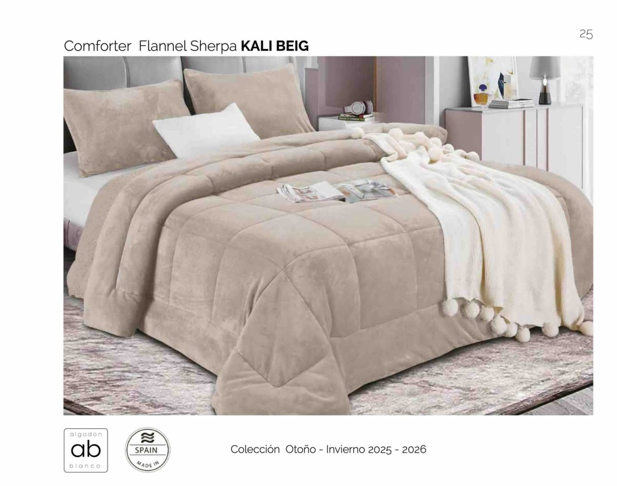 Edredón Sherpa Algodón Blanco Kali Beige