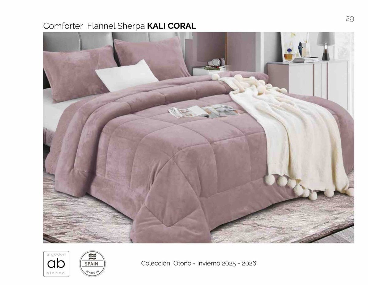 Edredón Sherpa Algodón Blanco Kali Coral