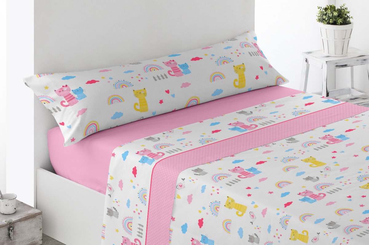 Juego Sábanas Infantil Microfibra Gatitos