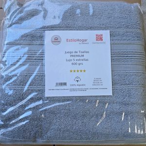 Juego de Toallas 3 Piezas 100% Algodón – Gris – Suavidad y Alta Absorción